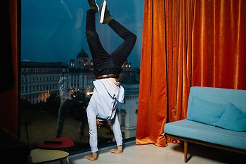 Man doing a handstand